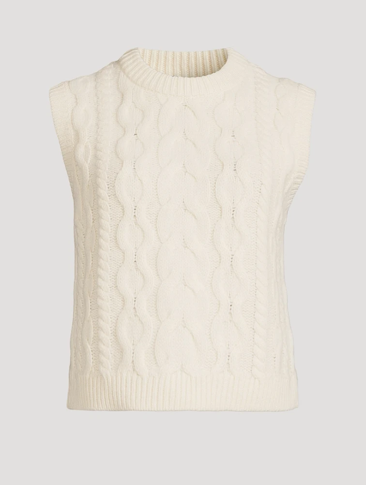 Cable-Knit Felted Wool Cashmere Sweater Vest
