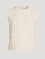 Cable-Knit Felted Wool Cashmere Sweater Vest