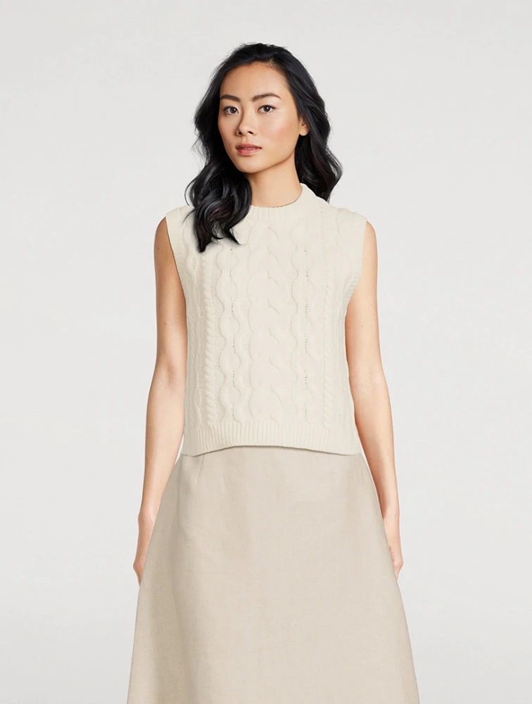 Cable-Knit Felted Wool Cashmere Sweater Vest