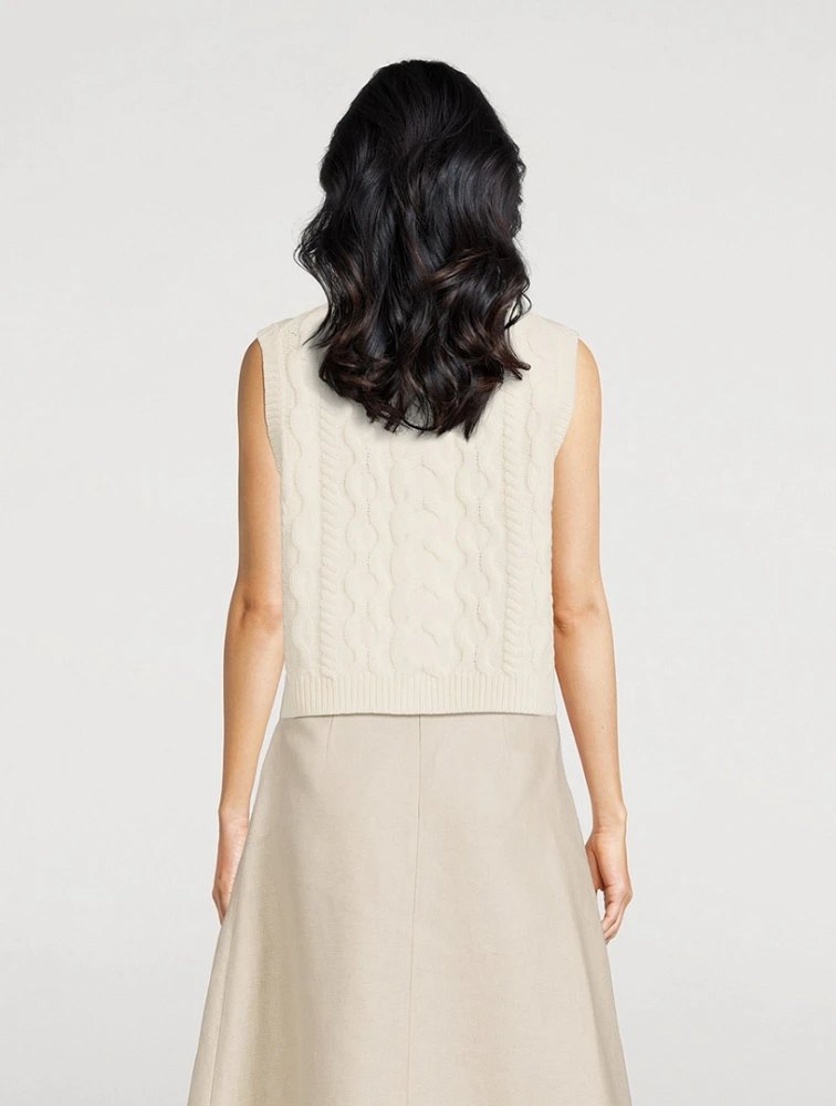 Cable-Knit Felted Wool Cashmere Sweater Vest