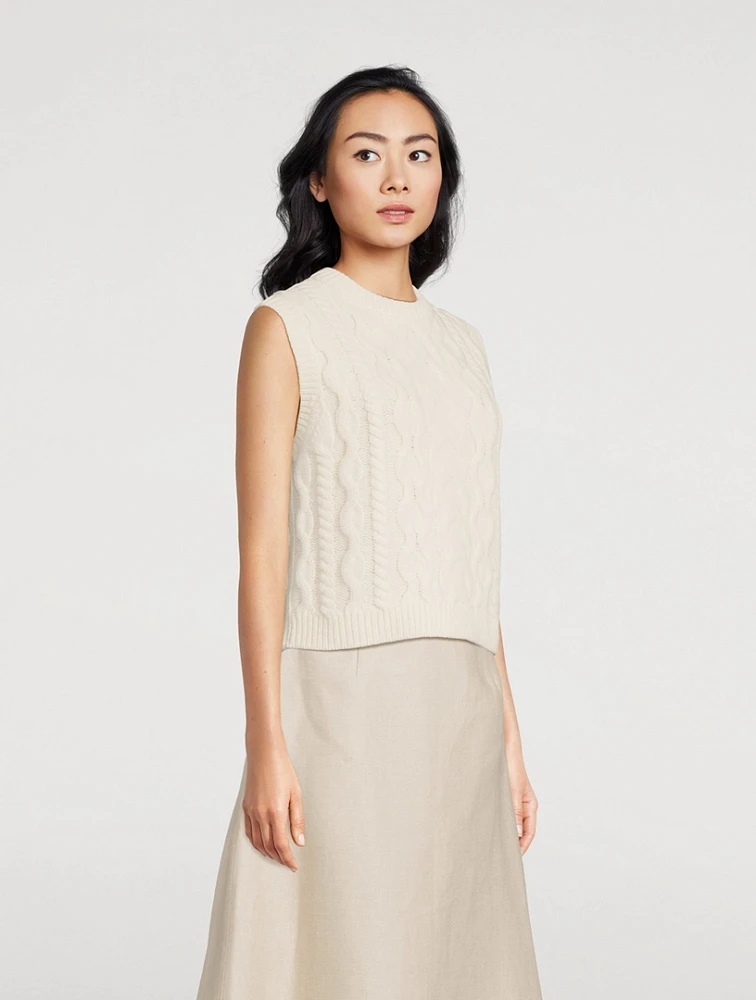 Cable-Knit Felted Wool Cashmere Sweater Vest