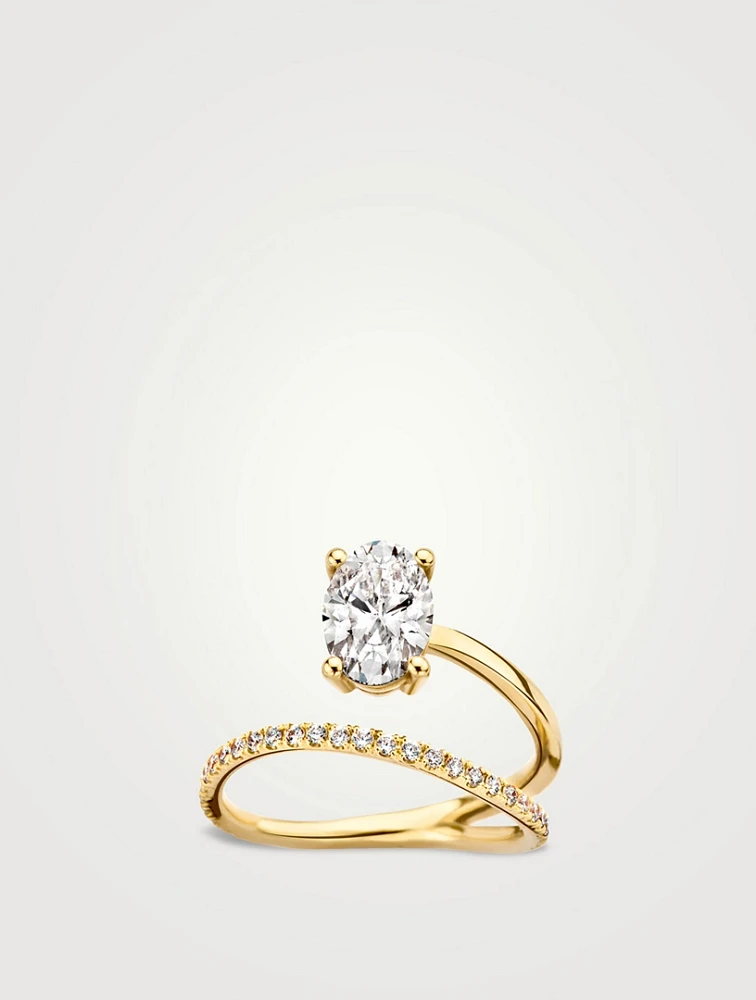 Billie Pavé Ring With Oval Lab Grown Diamond