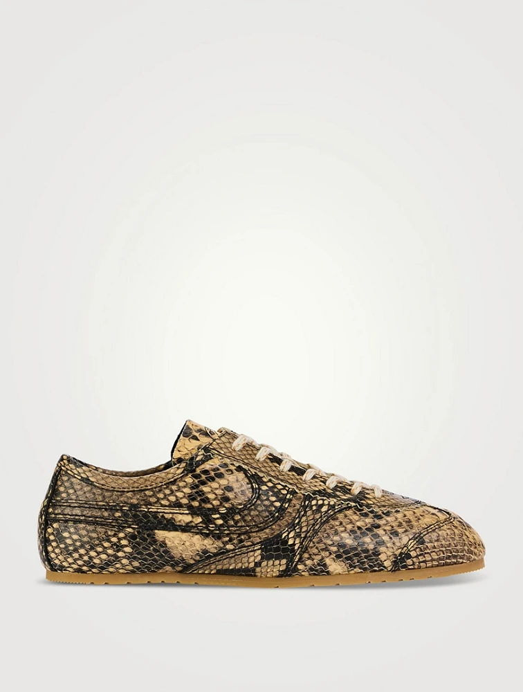 T-Toe Snakeskin-Embossed Leather Sneakers