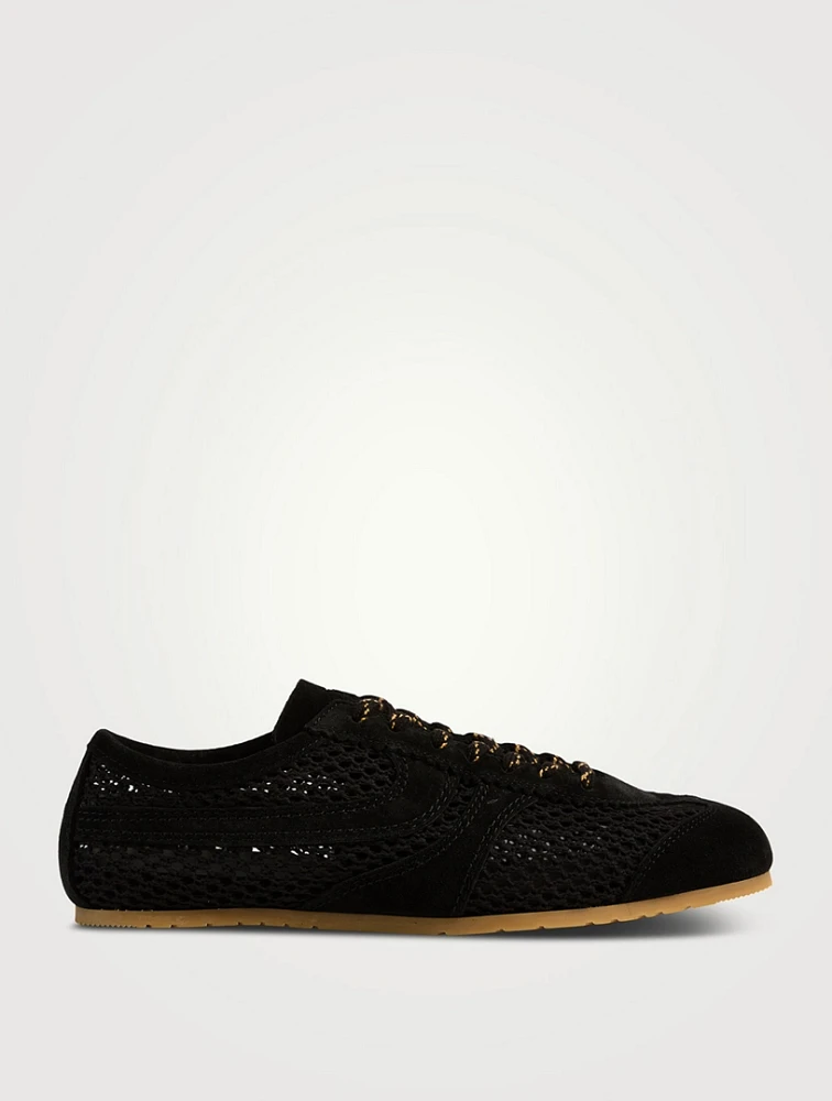 T-Toe Mesh And Suede Sneakers