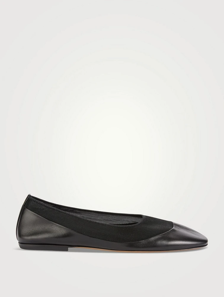 Mesh And Leather Ballet Flats