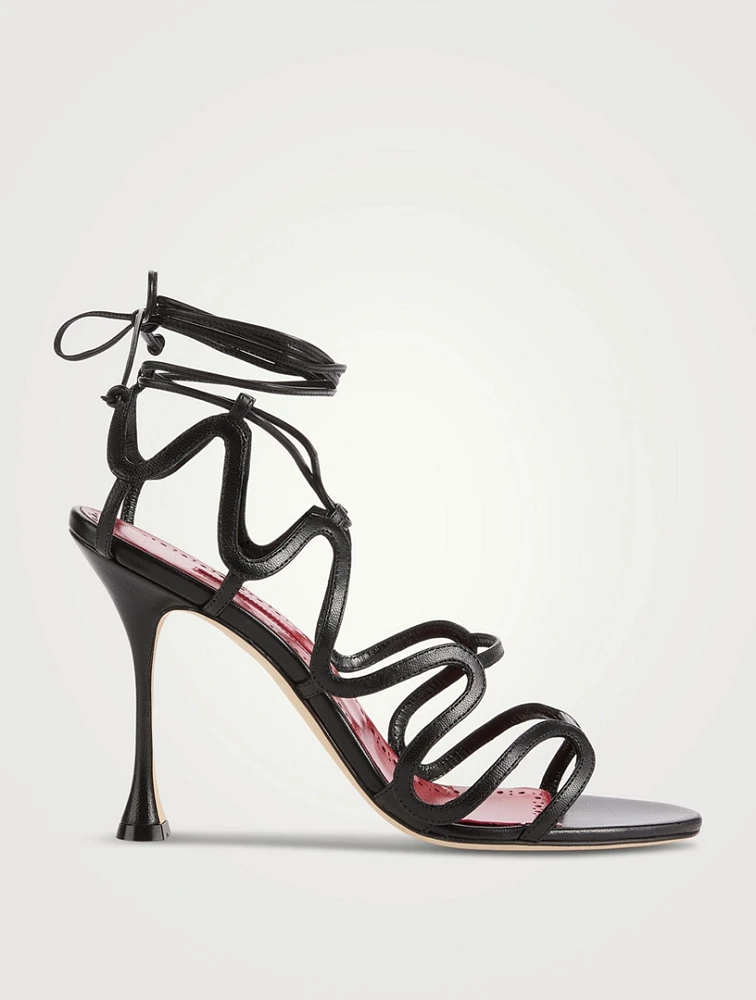 Fawda Leather Ankle-Tie Sandals