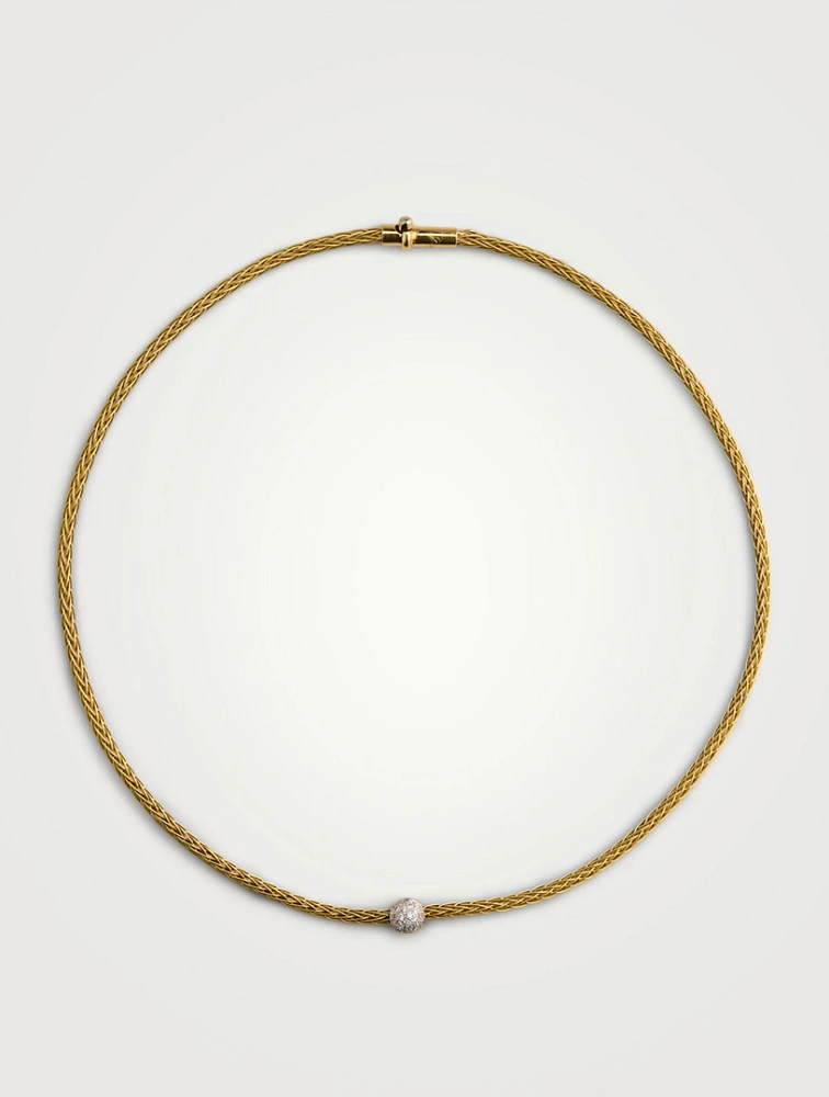 Estate 18K Gold Diamond Ball Choker Necklace