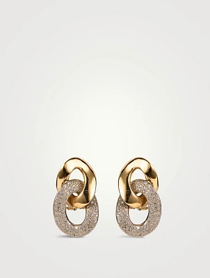 Vintage 14K Gold Double Link Earrings With Diamonds