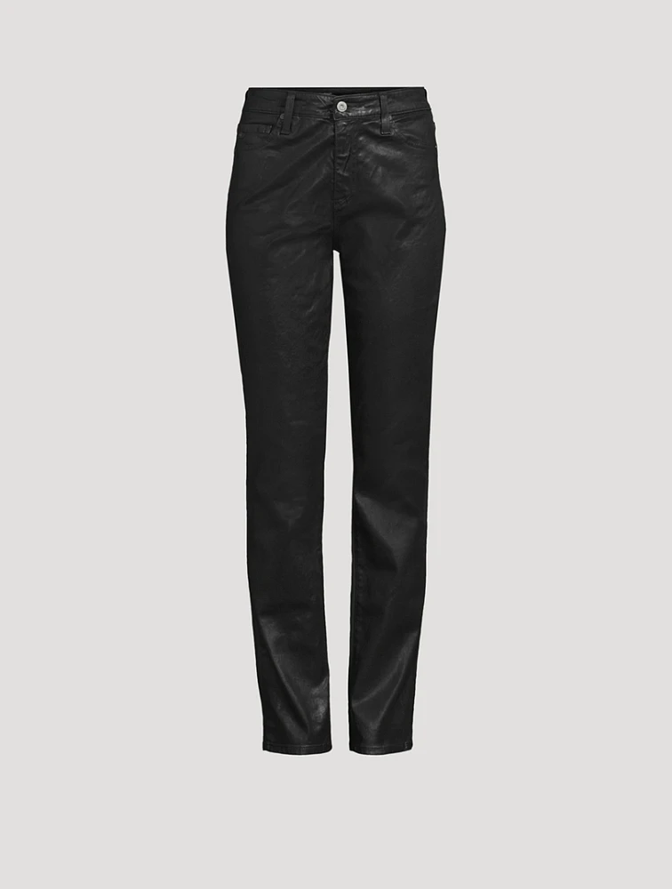 Mari Slim Straight Leatherette Jeans