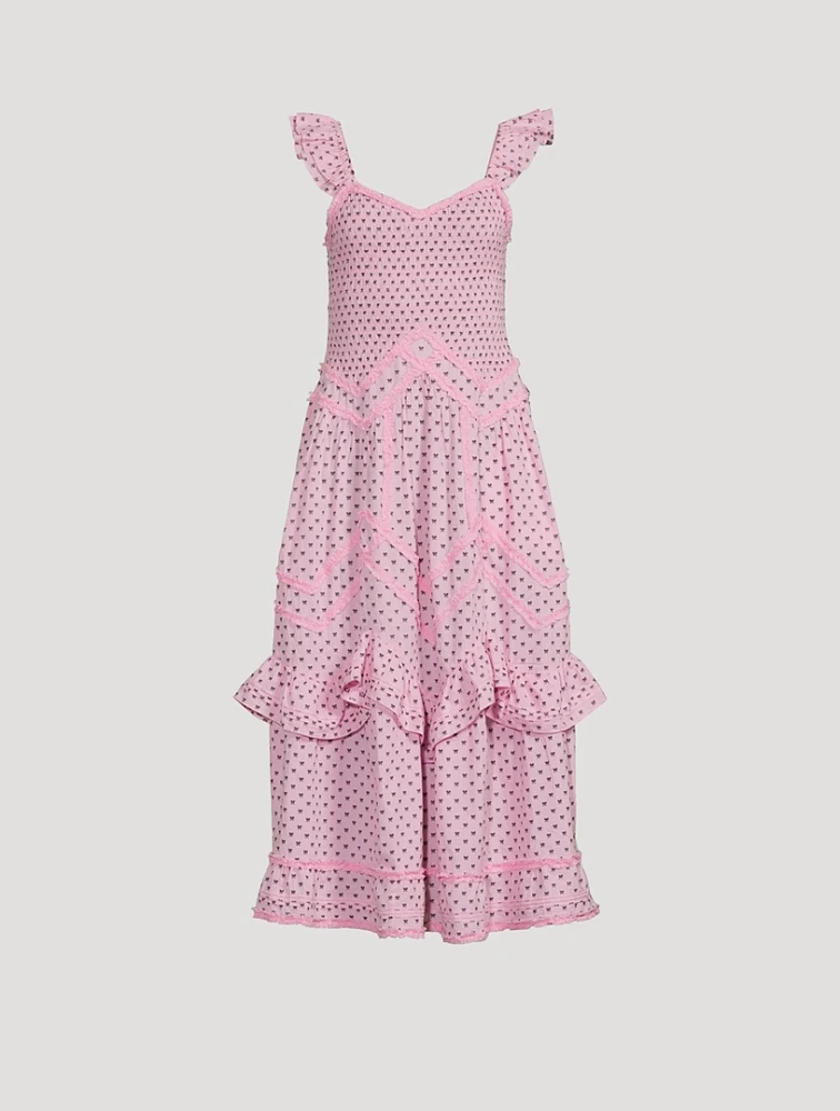 Brin Ruffled Dress Bow Print