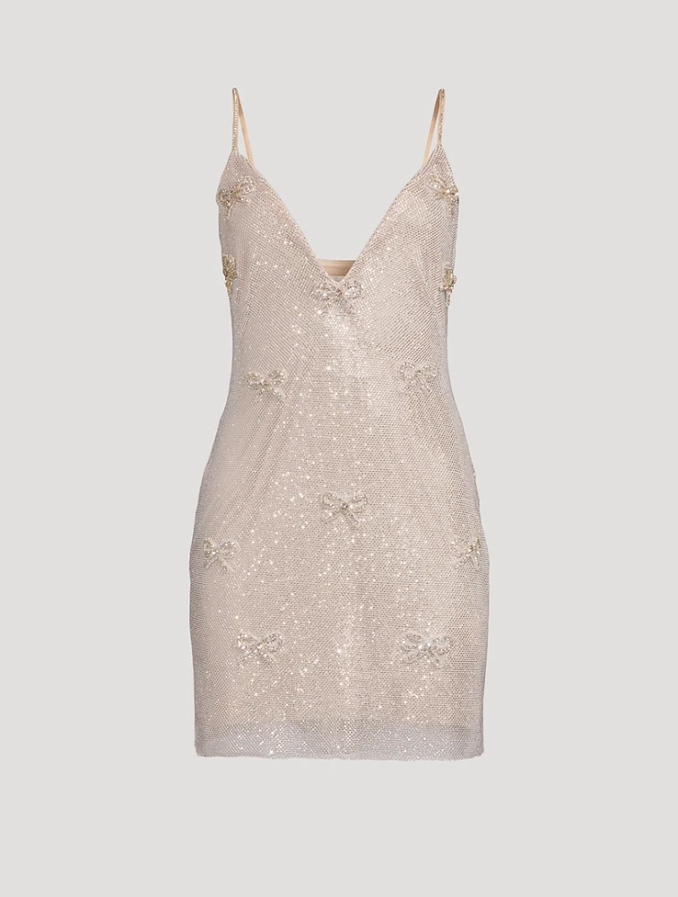 Whilden Crystal Bow-Embellished Sequin Mini Dress
