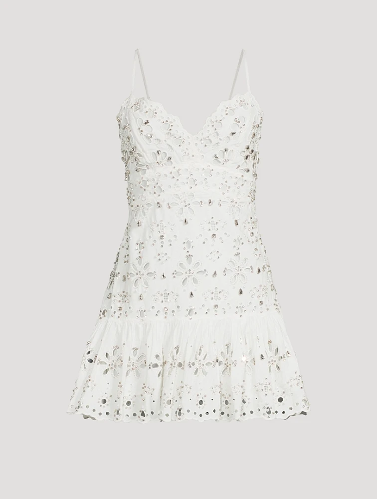 Catana Embellished Eyelet Mini Dress