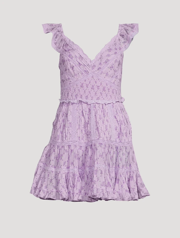 Presline Cotton Mini Dress Floral Print