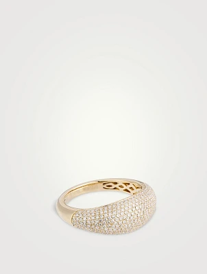 14K Gold Pavé Diamond Jumbo Dome Ring