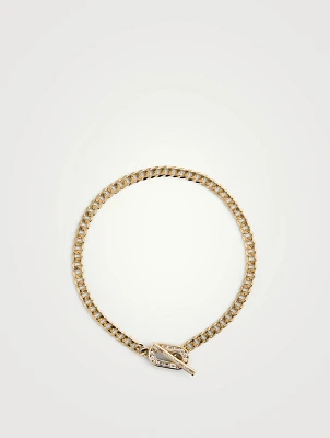 14K Gold Diamond Toggle Curb Chain Bracelet