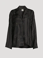 Silk Pajama Shirt Monogram Print