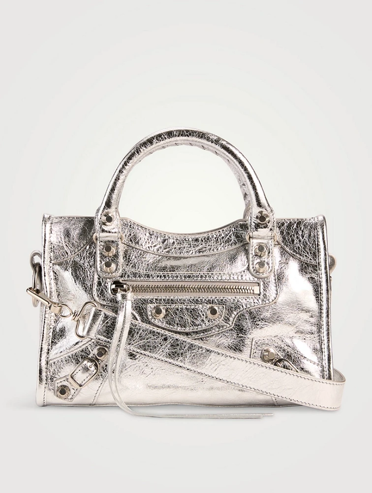 Mini Le City Metallic Leather Satchel