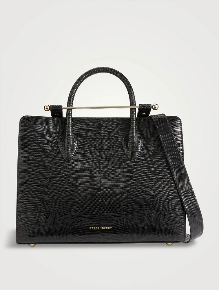 The Midi Strathberry Lizard-Embossed Leather Tote Bag