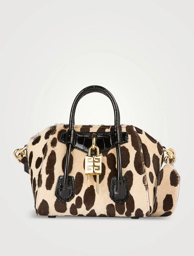 Toy Antigona Lock Ponyhair Bag In Leopard Print
