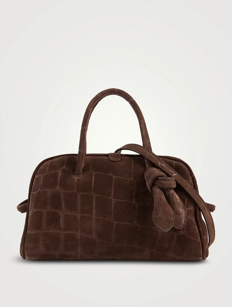 Le Petit Turismo Croc-Embossed Suede Bowling Bag
