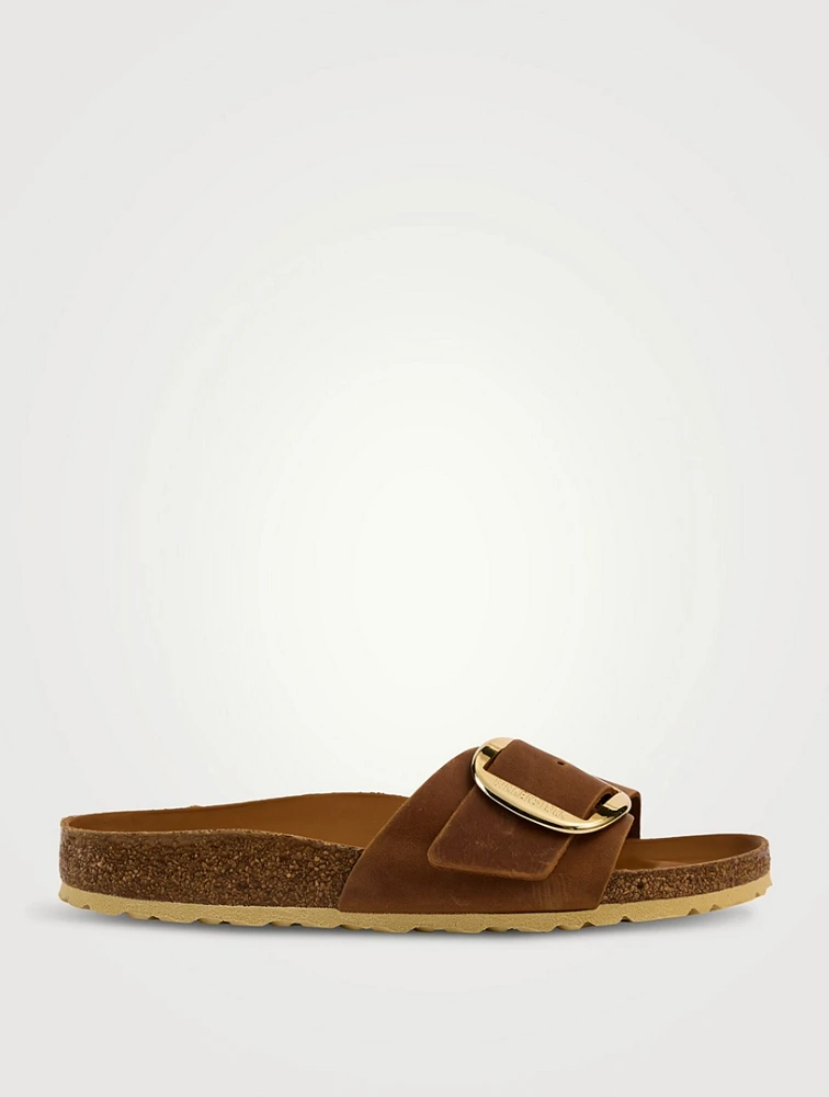 Madrid Big Buckle Suede Slide Sandals