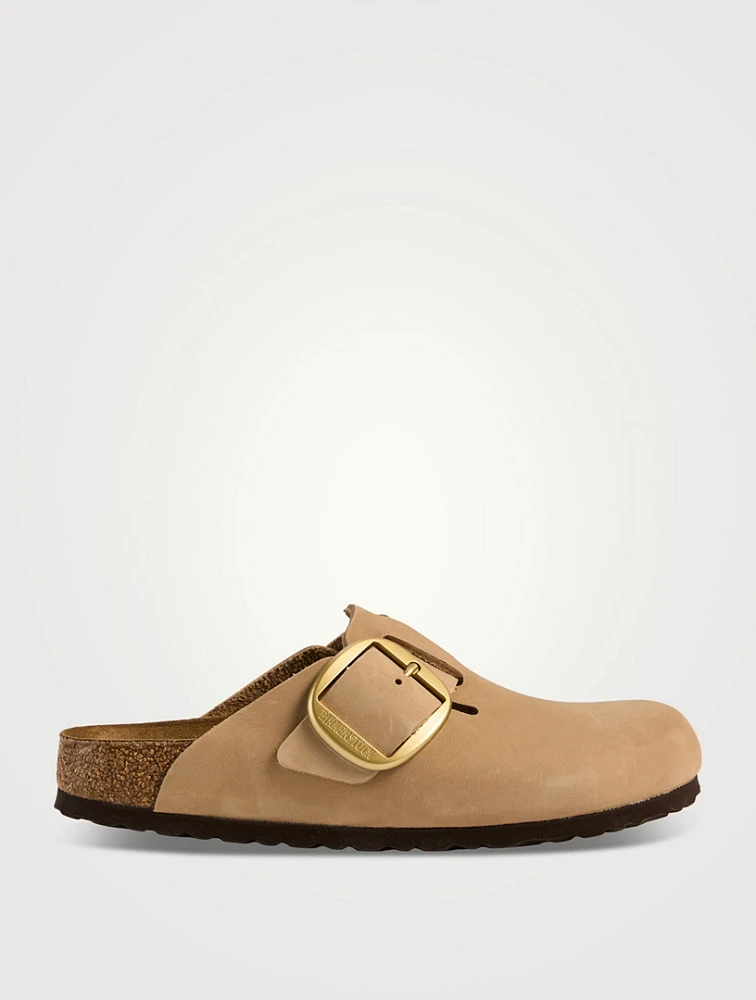 Boston Big Buckle Suede Clogs