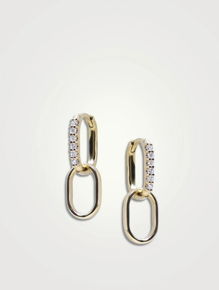 Classique 14K Gold Pavé Paper Clip Earrings