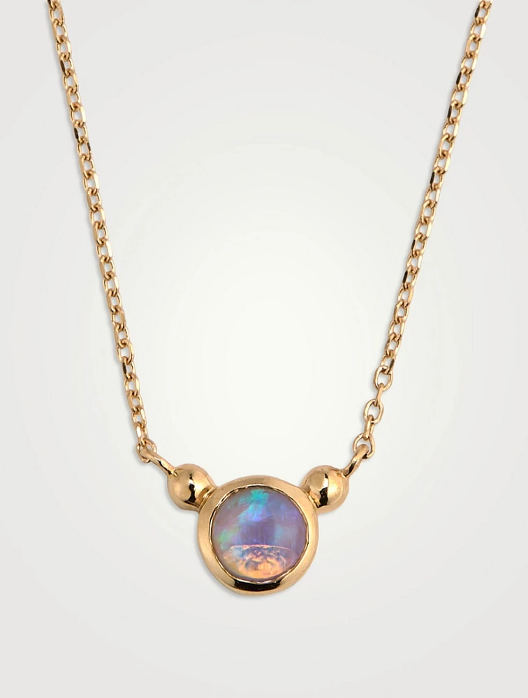 Dew Drop Bonheur 14K Gold Opal Birthstone Necklace