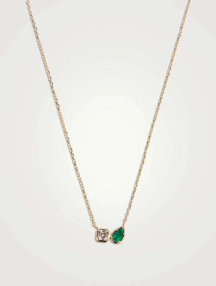Mélia 14K Gold Emerald Toi Et Moi Necklace