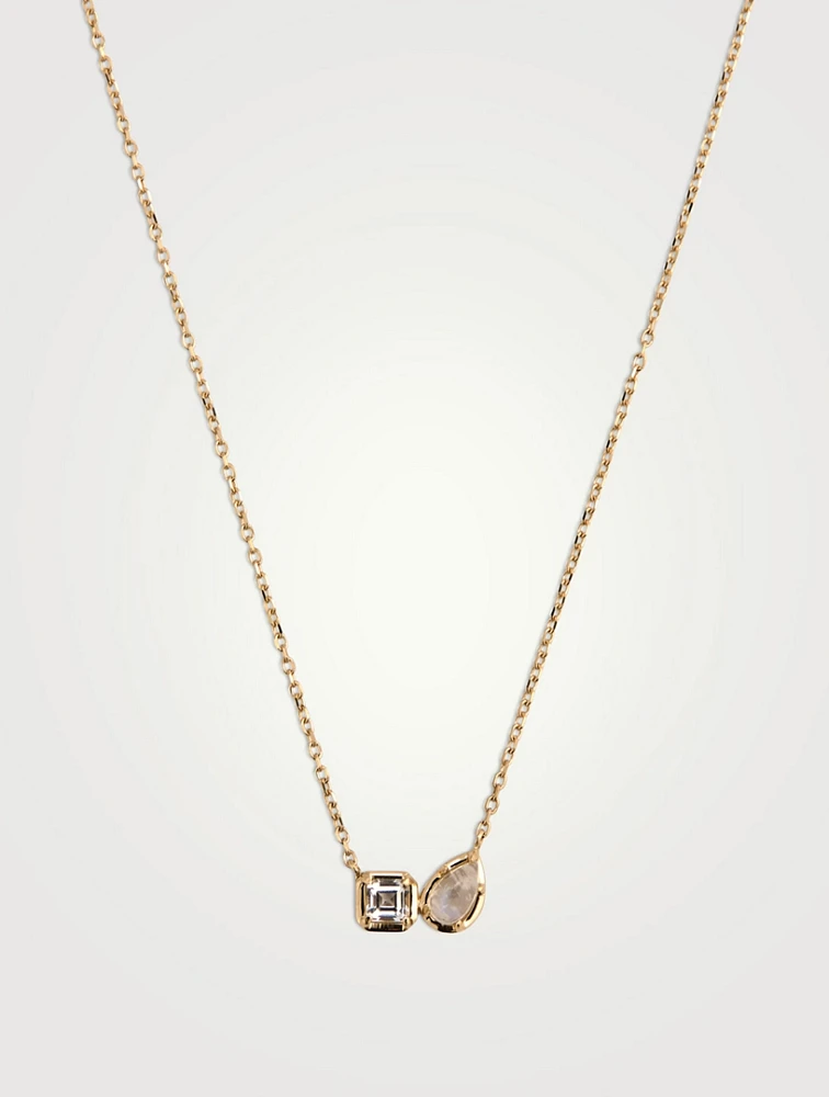 Mélia 14K Gold Moonstone Toi Et Moi Necklace
