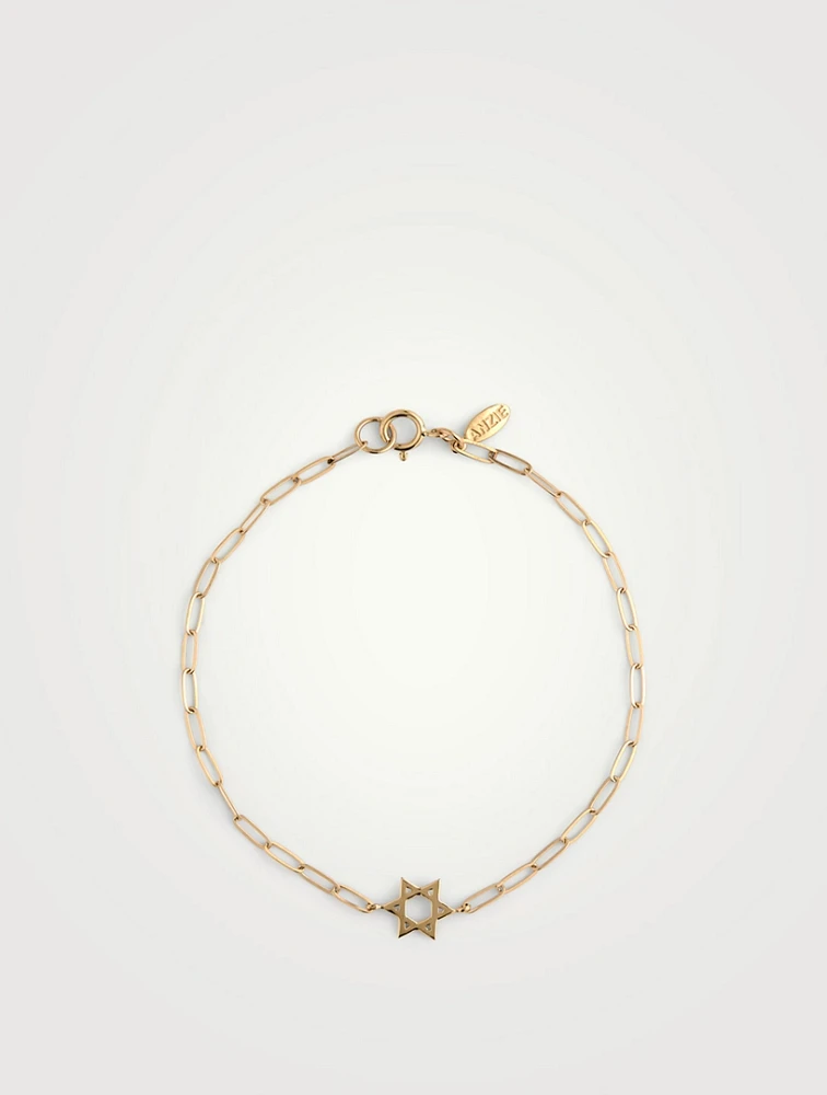 Love Letter 14K Gold Star Of David Mini Paperclip Bracelet