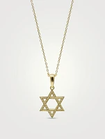 Dew Drop 14K Gold Star of David Charm Necklace