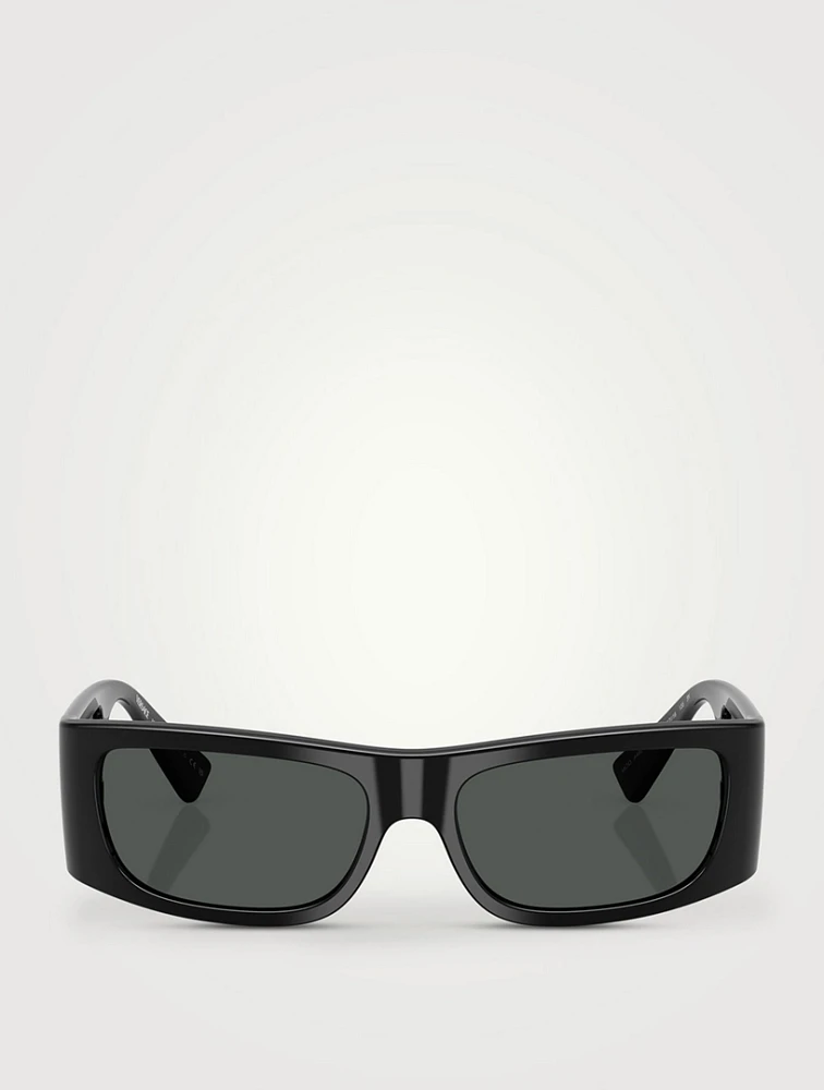 Lens Logo Retangular Sunglasses