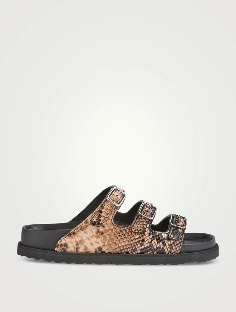 1774 Florida Snakeskin-Embossed Leather Slide Sandals