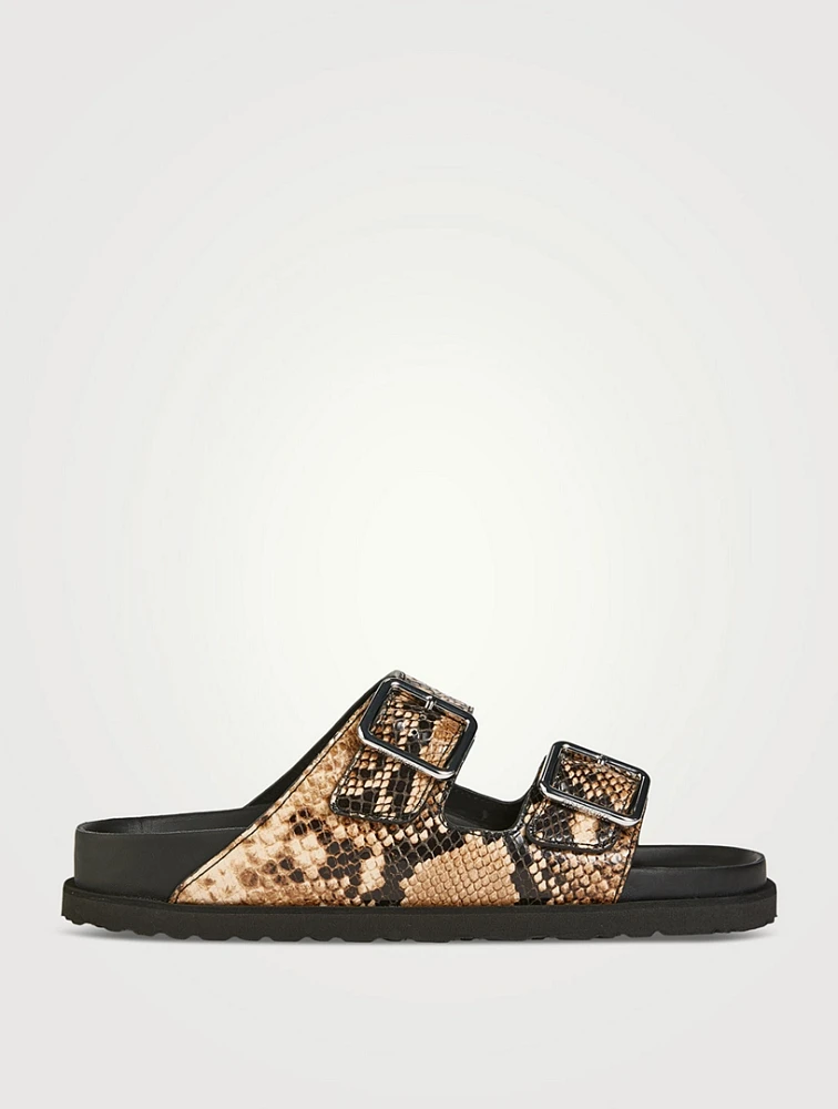 1774 Arizona Snakeskin-Embossed Leather Slide Sandals