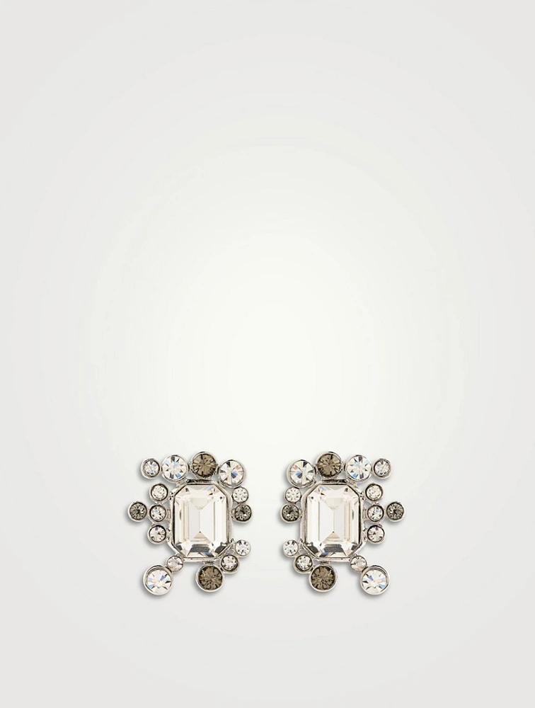 Emerald Cut And Round Stud Earrings