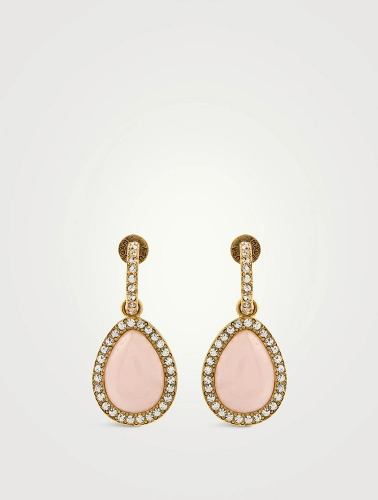 Dangling Rose Quartz Pear Earrings
