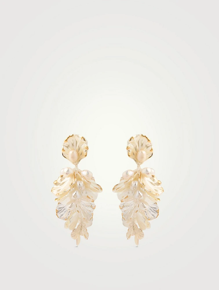 Mother Of Pearl Flower Earrings