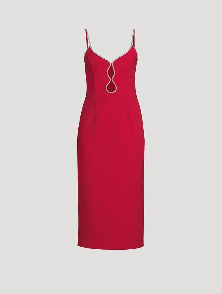 Akari Crystal Strap Midi Dress