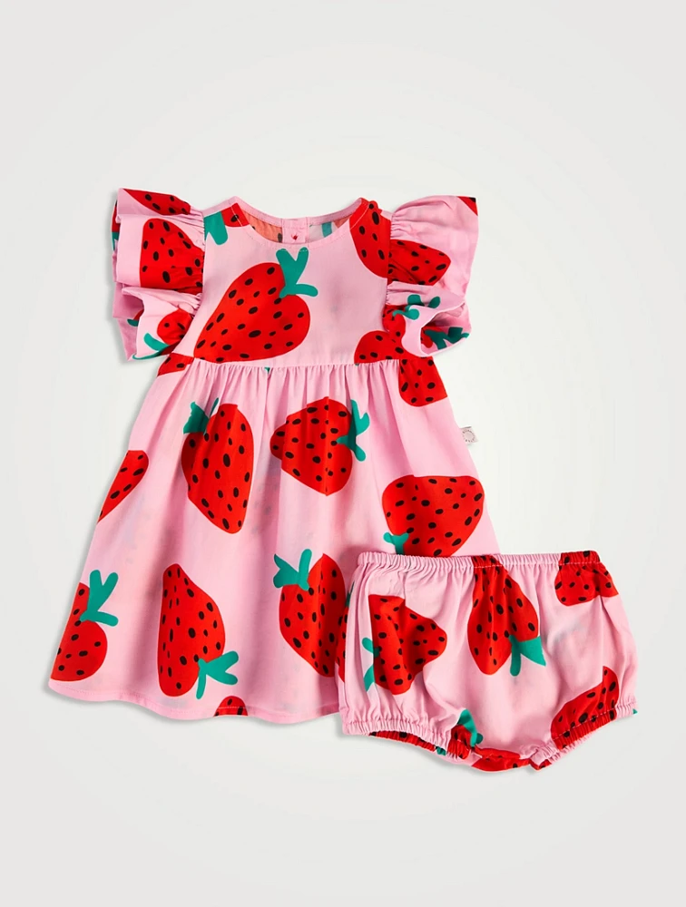 Strawberry Dress And Bloomers Set