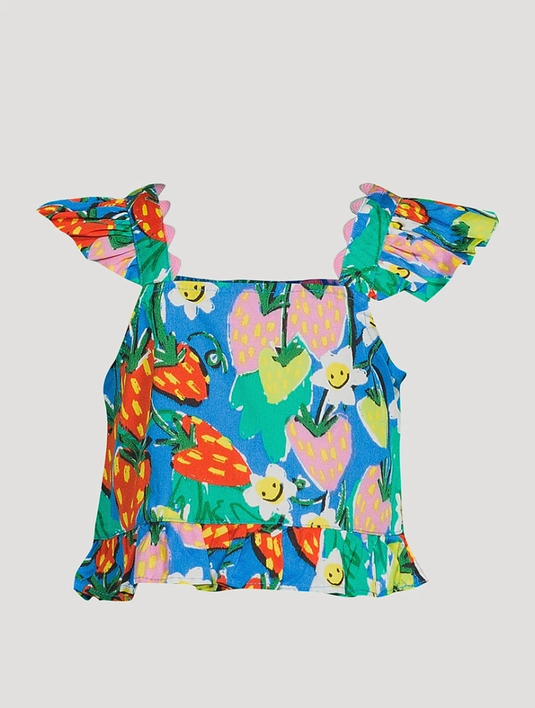 Strawberry Cap-Sleeve Top
