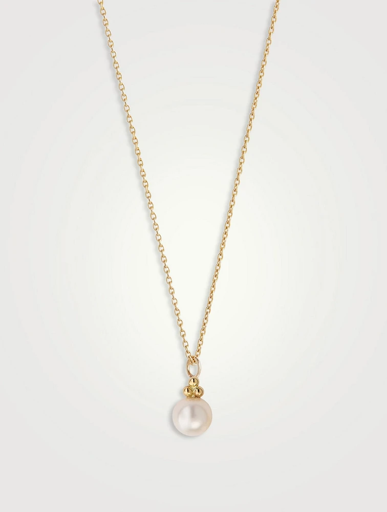 14K Gold Pearl Dot Pendant Necklace