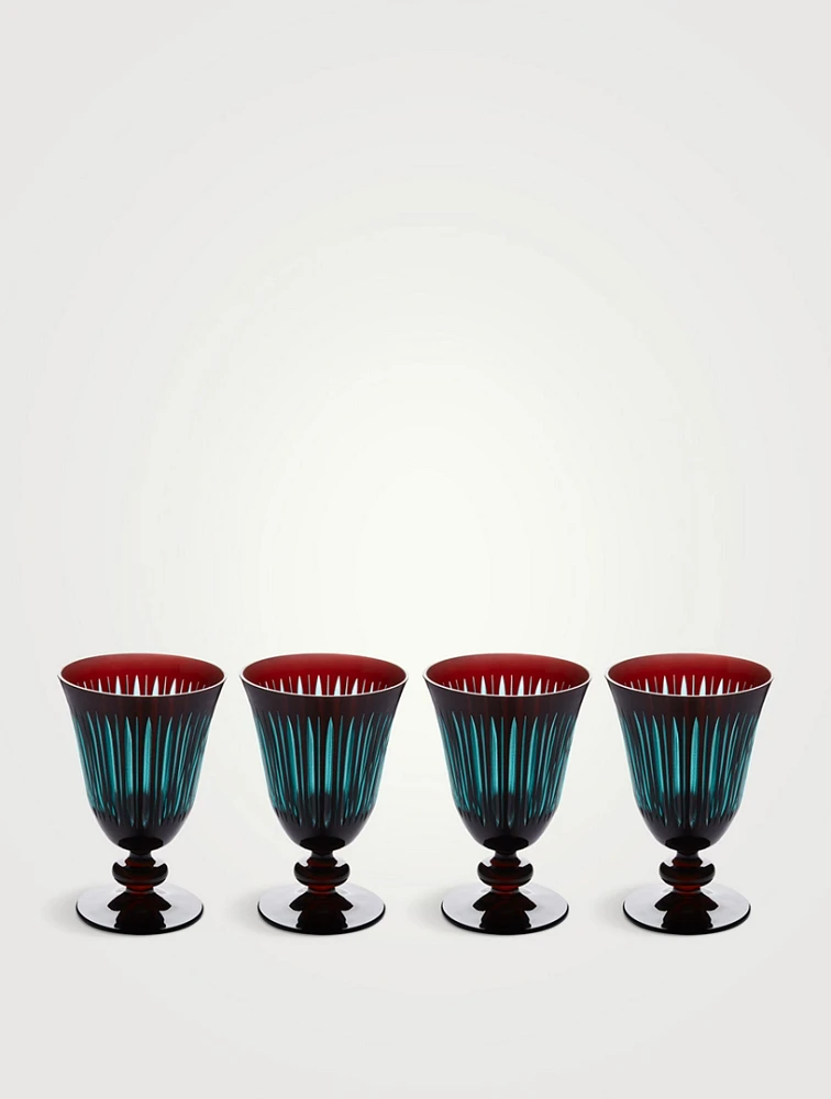 Set Of Four Prism Wine Glasses