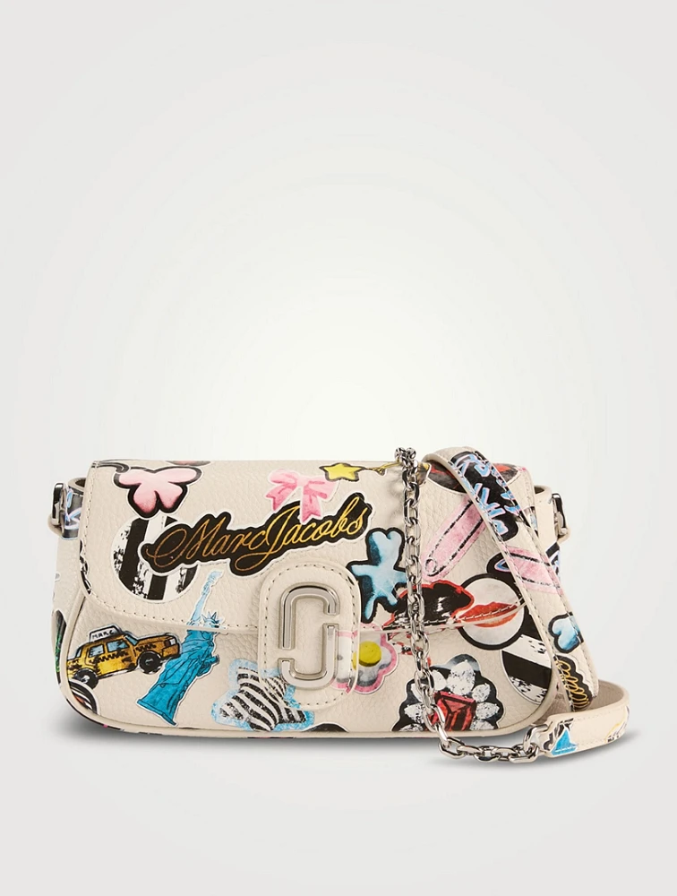 The Clover Leather Shoulder Bag In Sticker Print