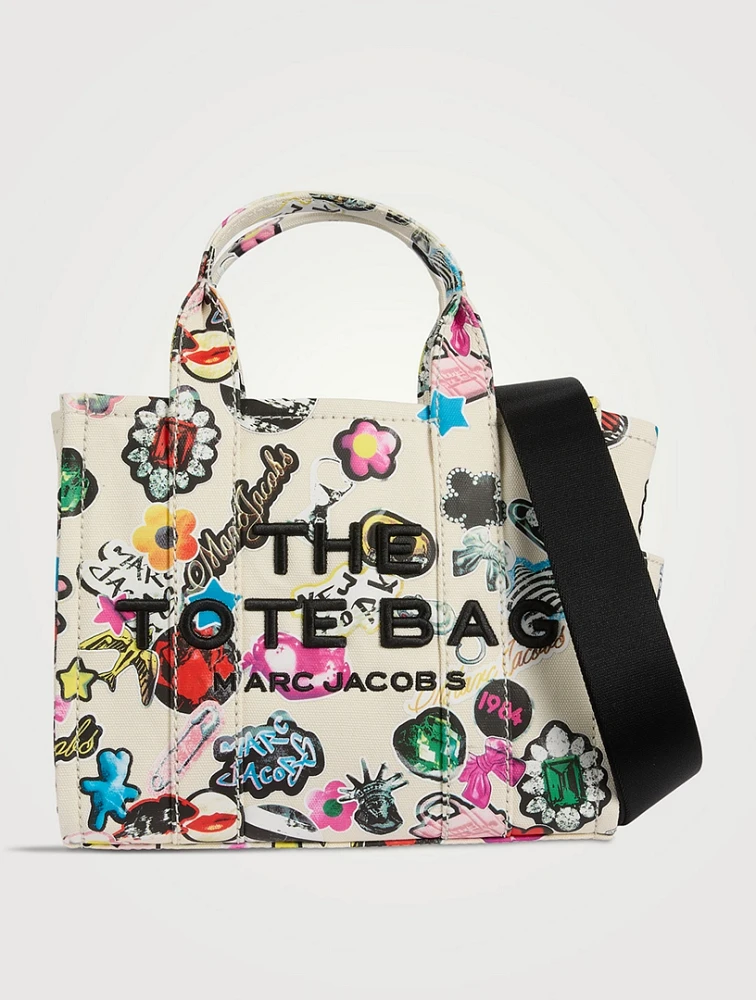The Small Canvas Tote Bag In Sticker Print