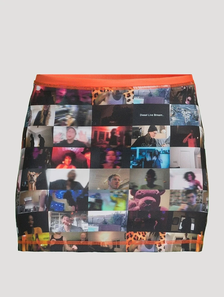 O-Plat Mini Skirt Livestream Print