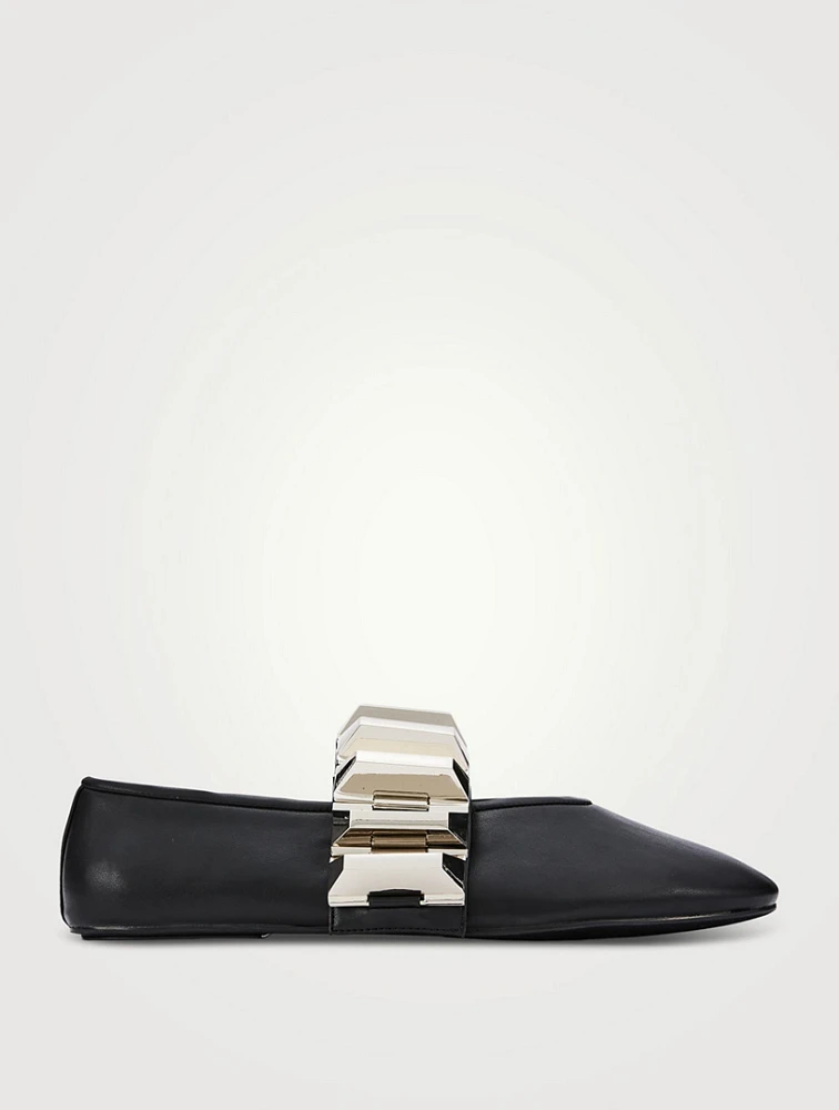 Rigid Leather Ballet Flats