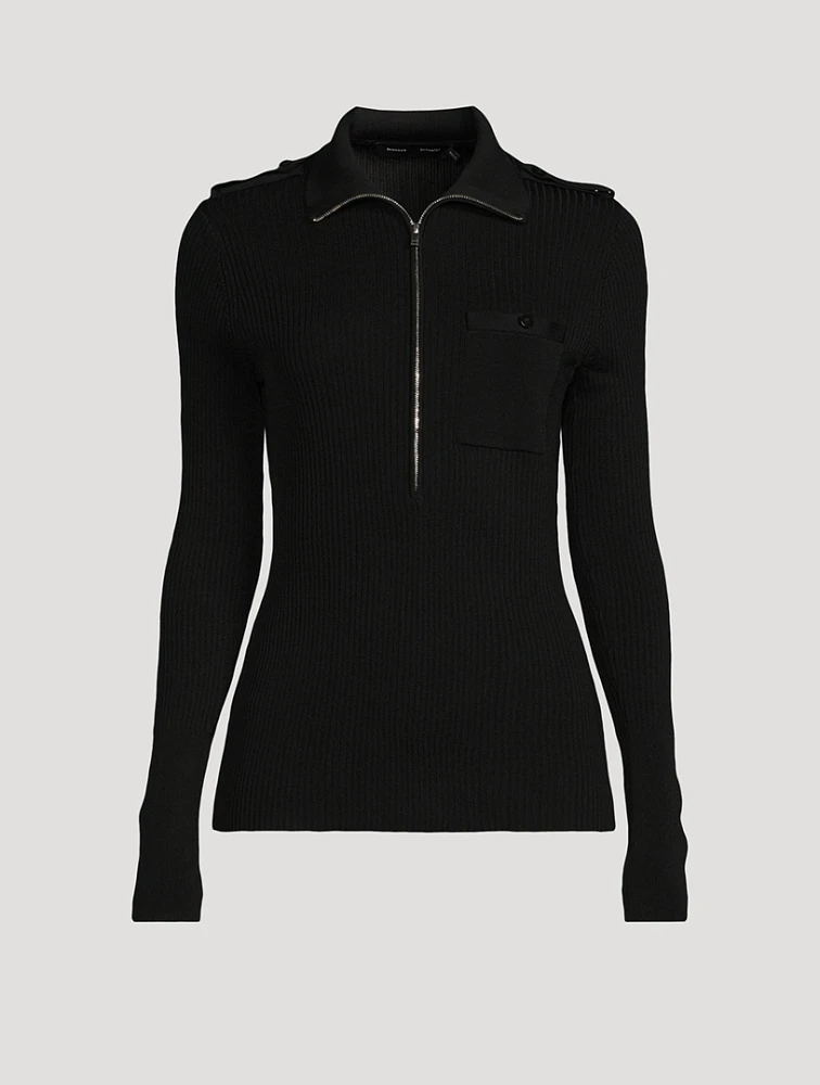 Norah Rib-Knit Half-Zip Sweater