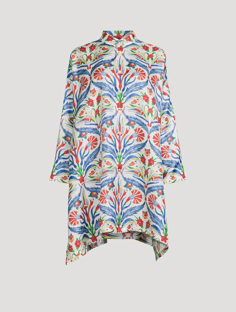 Silk Shirt Carnation Print