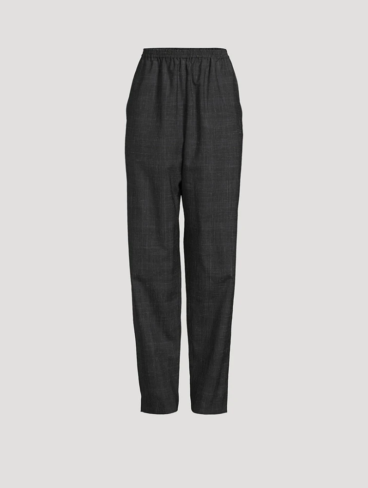 Tapered Wool Linen Trousers